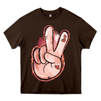 Chocolate Brown Floral Argyle Peace Sign Heavy Core Tee - Jasminsmagicworld