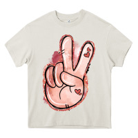Cream Floral Argyle Peace Sign Heavy Core Tee - Jasminsmagicworld