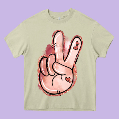 Floral Argyle Peace Sign Heavy Core Tee Designed By Jasminsmagicworld