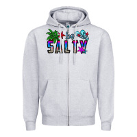 Heather Grey be salty Zipper Hoodie - CowhideDigitalArt
