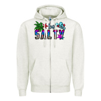 Oatmeal Heather be salty Zipper Hoodie - CowhideDigitalArt