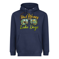 Navy boat waves sun rays lake days Heavyweight Hoodie - BarkalooDesign