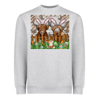 Heather Grey easter cow Heavyweight Sweatshirt - CowhideDigitalArt
