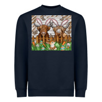 Navy easter cow Heavyweight Sweatshirt - CowhideDigitalArt