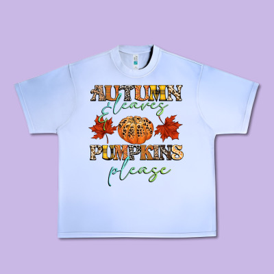 Autumn Leaves And Pumpkins Please Urban Heavy Tee Designed By Cowgirlartshop