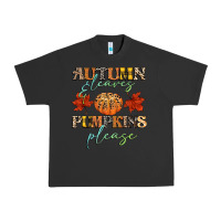 Pigment Black autumn leaves and pumpkins please Urban Heavy Tee - CowGirlArtShop