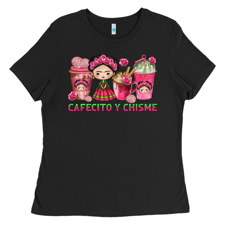 Cafecito Y Chisme With Coffee Cups Ladies Tee by texasbilliewilder | Teevron
