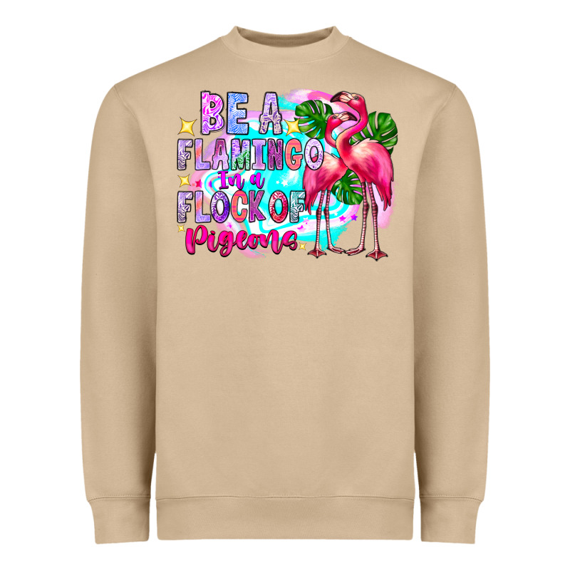 Bea Flamingo In A Flock Of Pigeons Heavyweight Sweatshirt by CowhideDigitalArt | Teevron