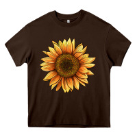 Chocolate Brown sunflower Heavy Core Tee - BarkalooDesign