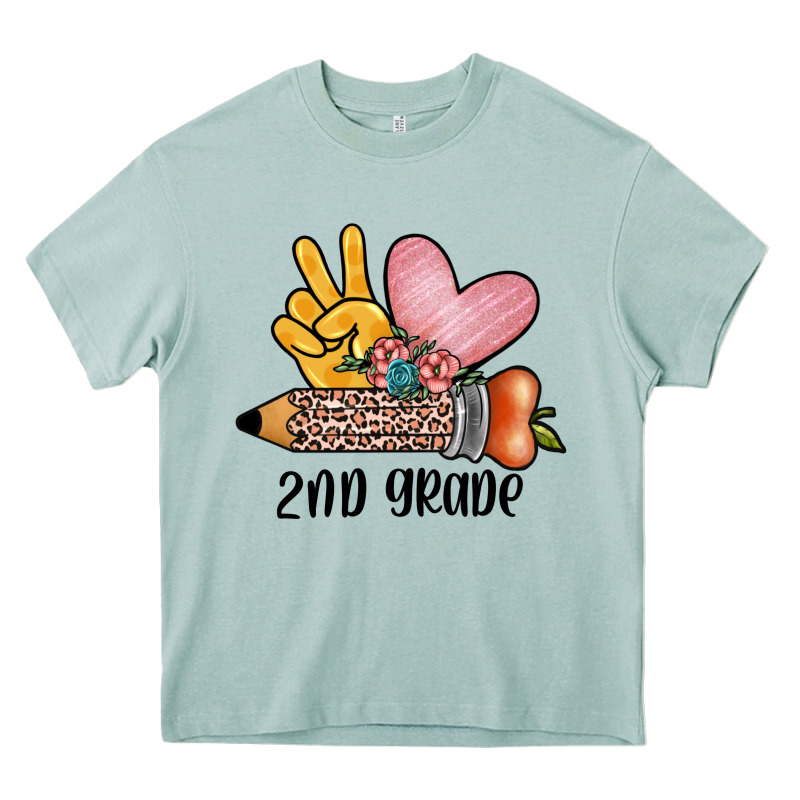 Peace Love 2nd Grade Heavy Core Tee by JahusDesignShop | Teevron