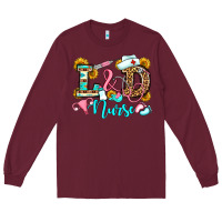 Burgundy labor and delivery nurse Long Sleeve Tee - OliviaCreatesArt