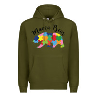 Army Green mama bear Premium Hoodie - CowhideDigitalArt