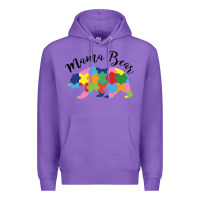 Purple mama bear Premium Hoodie - CowhideDigitalArt