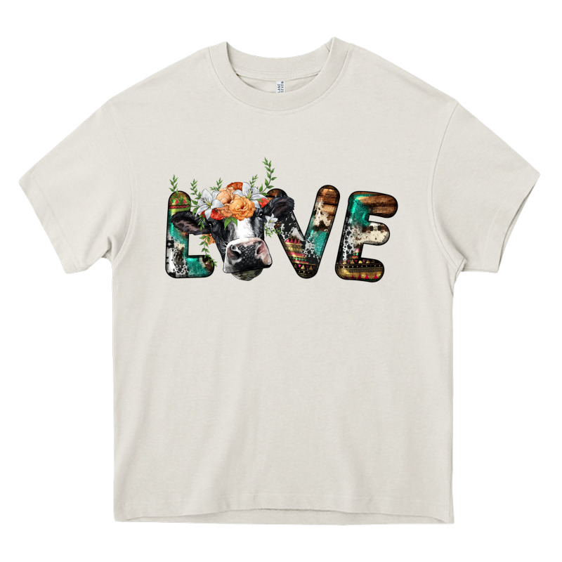 Love With Holstein Cow Heavy Core Tee by BarkalooDesign | Teevron