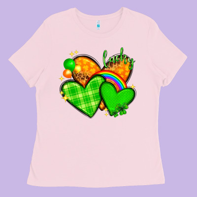 St Patricks Day Hearts Png Ladies Tee Designed By Nancycooperartshop