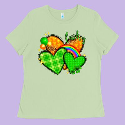 St Patricks Day Hearts Png Ladies Tee Designed By Nancycooperartshop