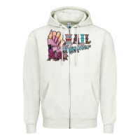 Oatmeal Heather nail hustler Zipper Hoodie - SublimationCraftShop