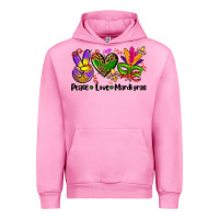 Fuchsia Pink peace love  mardi gras Urban Hoodie - AdoDesignShop