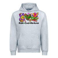 Heather Grey peace love  mardi gras Urban Hoodie - AdoDesignShop
