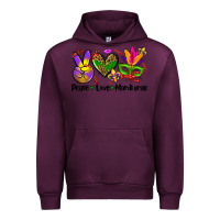Mauve Wine peace love  mardi gras Urban Hoodie - AdoDesignShop