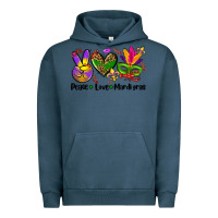 Pigment Midnight Navy peace love  mardi gras Urban Hoodie - AdoDesignShop