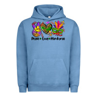 Pigment Pebble Blue peace love  mardi gras Urban Hoodie - AdoDesignShop