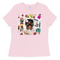 Bubblegum Pink afro teacher life Ladies Tee - NancyCooperArtShop