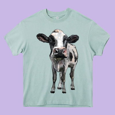 Holstein Cow Heavy Core Tee Designed By Barkaloodesign