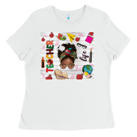White afro teacher life Ladies Tee - NancyCooperArtShop