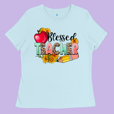 Blessed Teacher Ladies Tee Designed By Nancycooperartshop