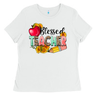 White blessed teacher Ladies Tee - NancyCooperArtShop