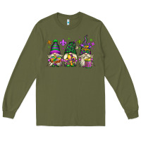 Army Green mardi gras gnomes Long Sleeve Tee - OliviaCreatesArt