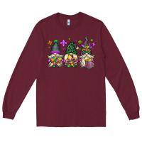 Burgundy mardi gras gnomes Long Sleeve Tee - OliviaCreatesArt