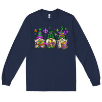 Navy mardi gras gnomes Long Sleeve Tee - OliviaCreatesArt