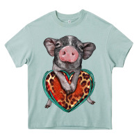 Arona baby pig with leopard heart Heavy Core Tee - BarkalooDesign