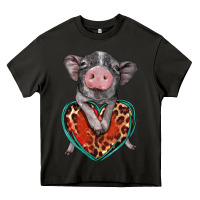 Asphalt baby pig with leopard heart Heavy Core Tee - BarkalooDesign