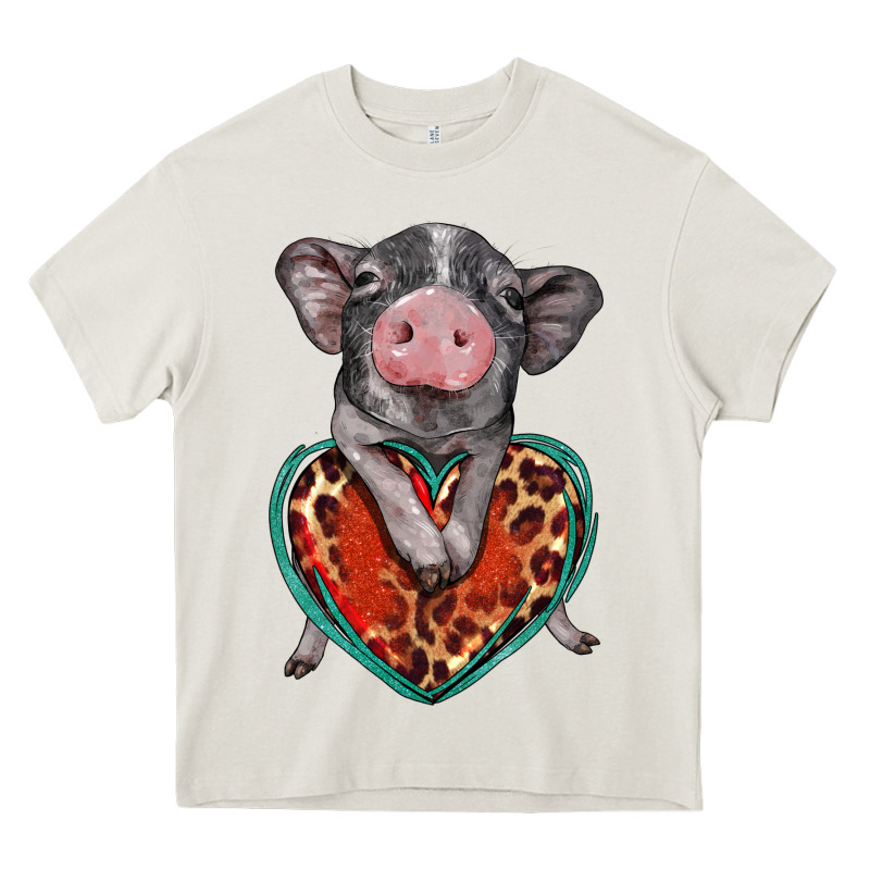 Baby Pig With Leopard Heart Heavy Core Tee by BarkalooDesign | Teevron