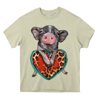Mossy baby pig with leopard heart Heavy Core Tee - BarkalooDesign