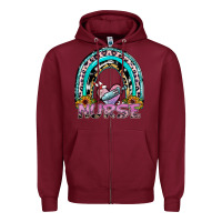 Burgundy nurse rainbow Zipper Hoodie - SublimationCraftShop