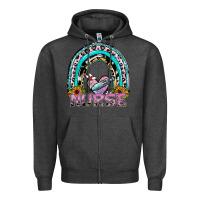 Charcoal Heather nurse rainbow Zipper Hoodie - SublimationCraftShop