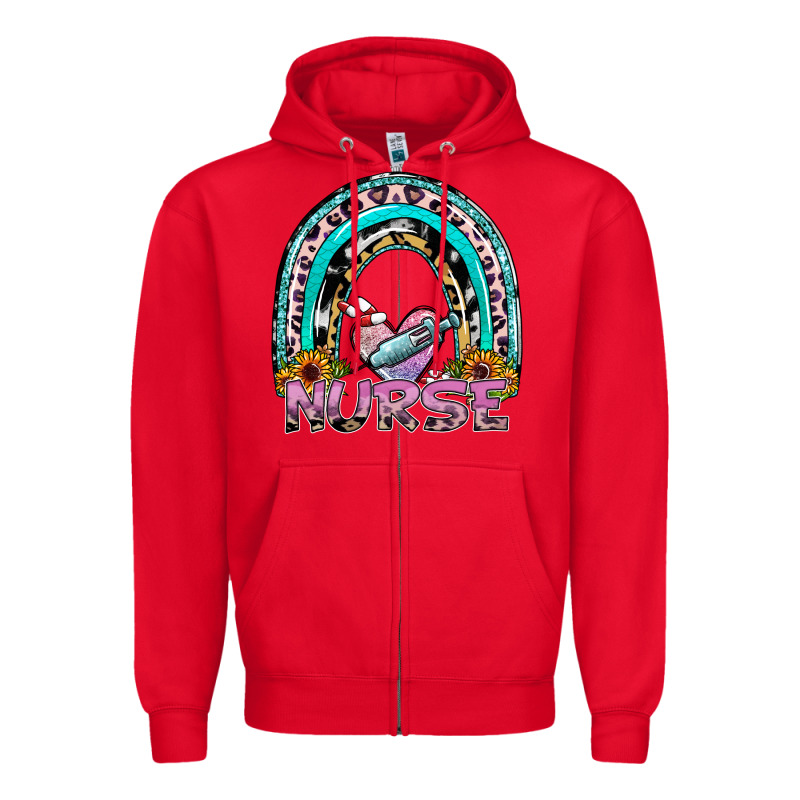 Nurse Rainbow Zipper Hoodie by SublimationCraftShop | Teevron