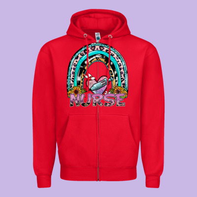Nurse Rainbow Zipper Hoodie Designed By Sublimationcraftshop