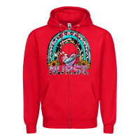 Red nurse rainbow Zipper Hoodie - SublimationCraftShop