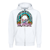White nurse rainbow Zipper Hoodie - SublimationCraftShop