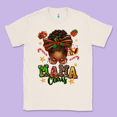 Mama Claus Afro Messy Bun Classic Tee Designed By Texasbilliewilder