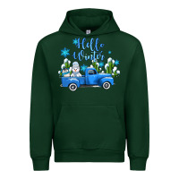 Forest Green hello winter with sniwman and  truck Urban Hoodie - AdoDesignShop