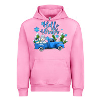 Fuchsia Pink hello winter with sniwman and  truck Urban Hoodie - AdoDesignShop