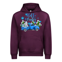 Mauve Wine hello winter with sniwman and  truck Urban Hoodie - AdoDesignShop