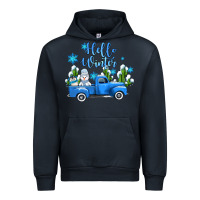 Navy hello winter with sniwman and  truck Urban Hoodie - AdoDesignShop