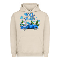 Pigment French Oak hello winter with sniwman and  truck Urban Hoodie - AdoDesignShop